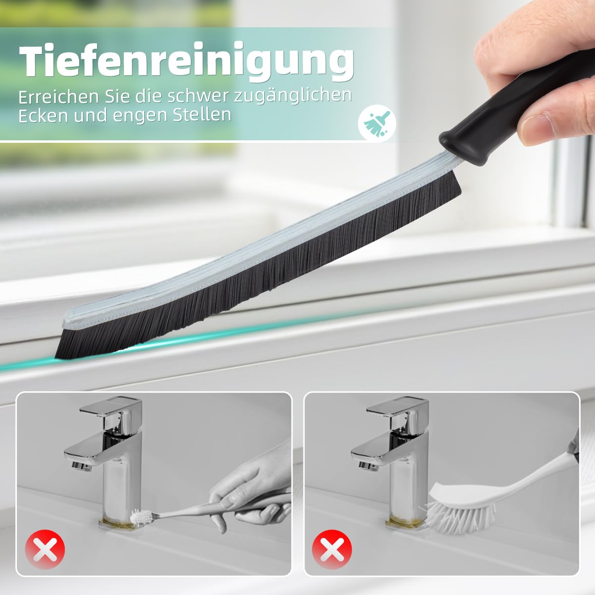 TQRR Eckenreinigungsbürste Hellblau 4 Stück hart