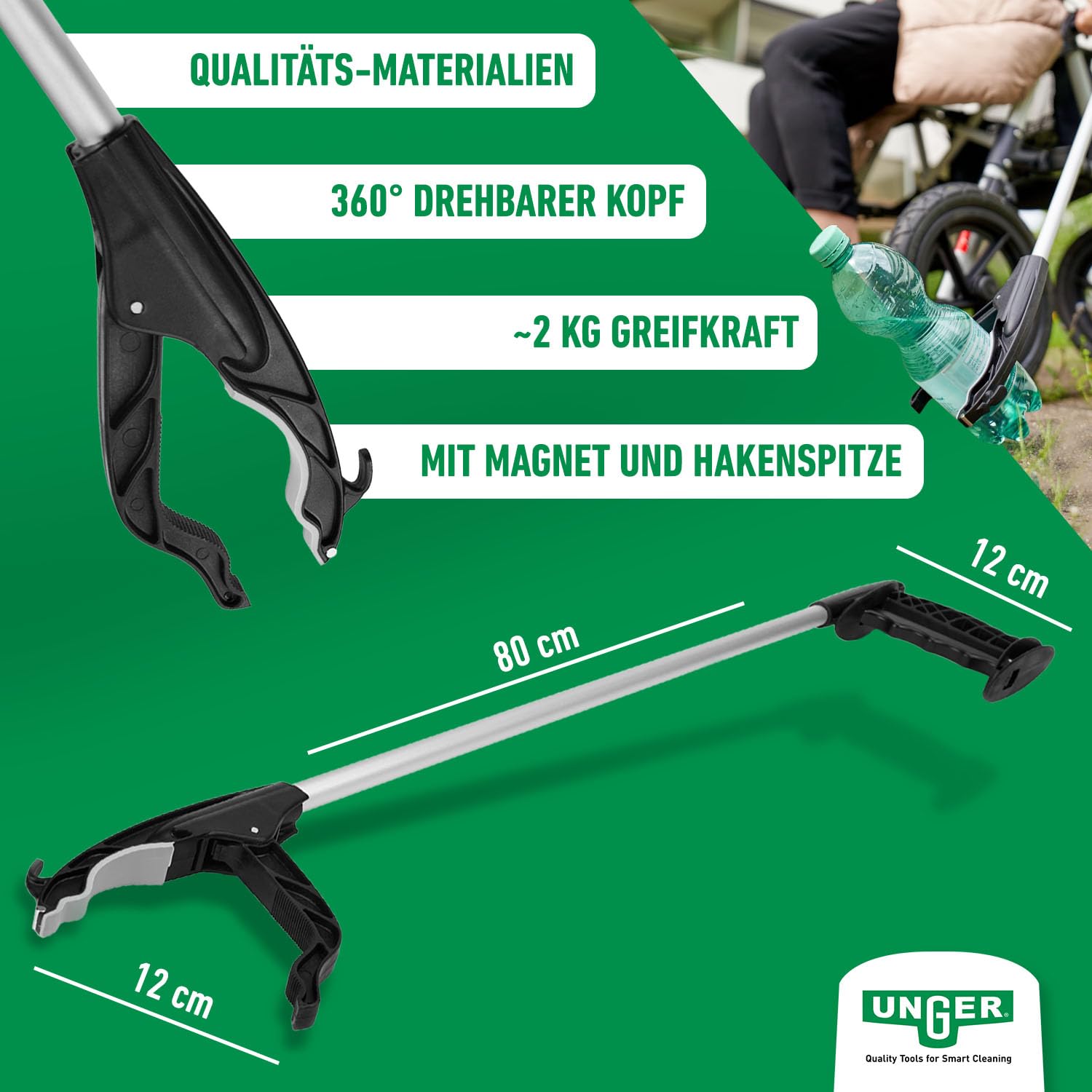 Unger Allzweckgreifer 80 cm Greifzange Magnet Haken Senioren