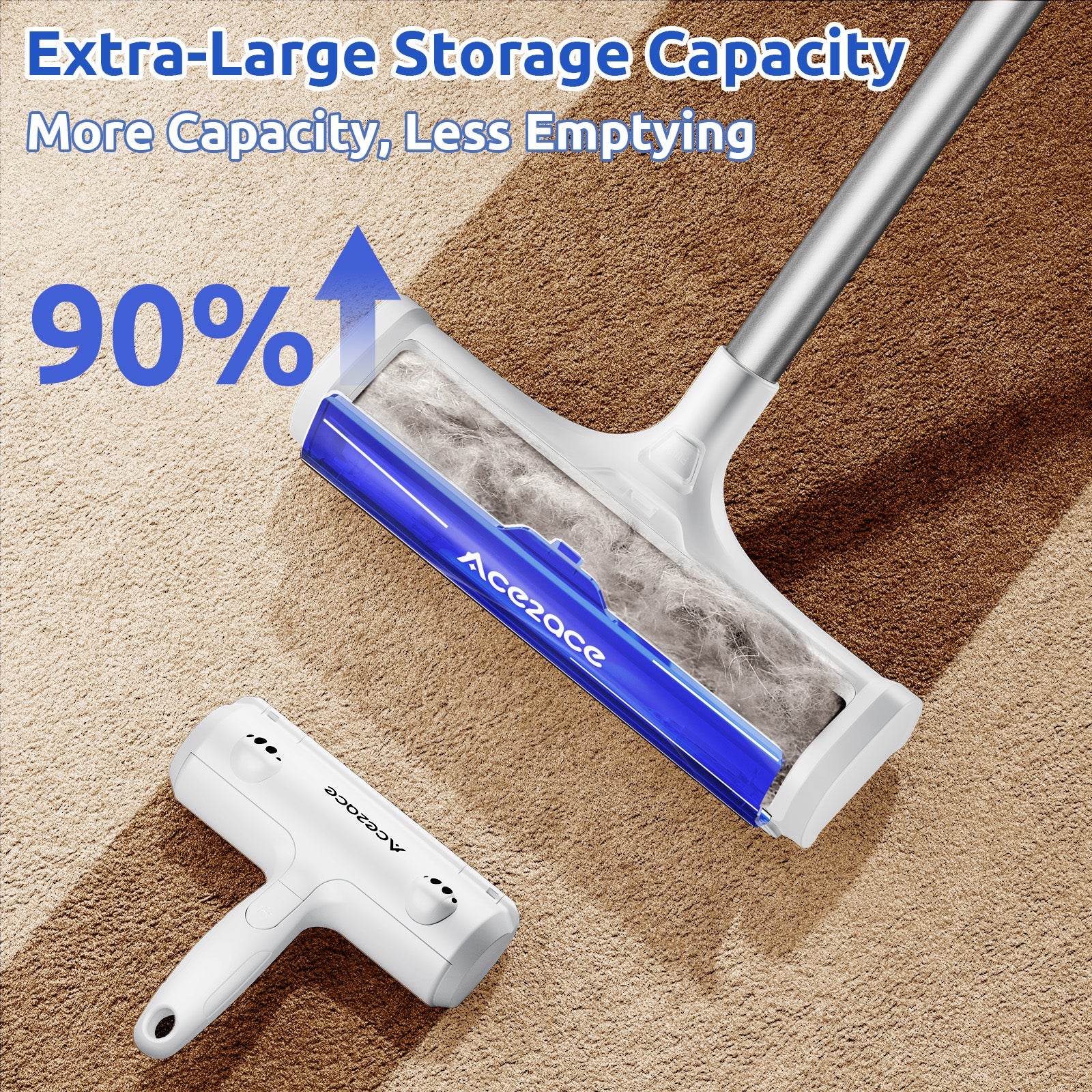 ACE2ACE A3 Pro Teppichrolle Blau Tierhaare 152 cm