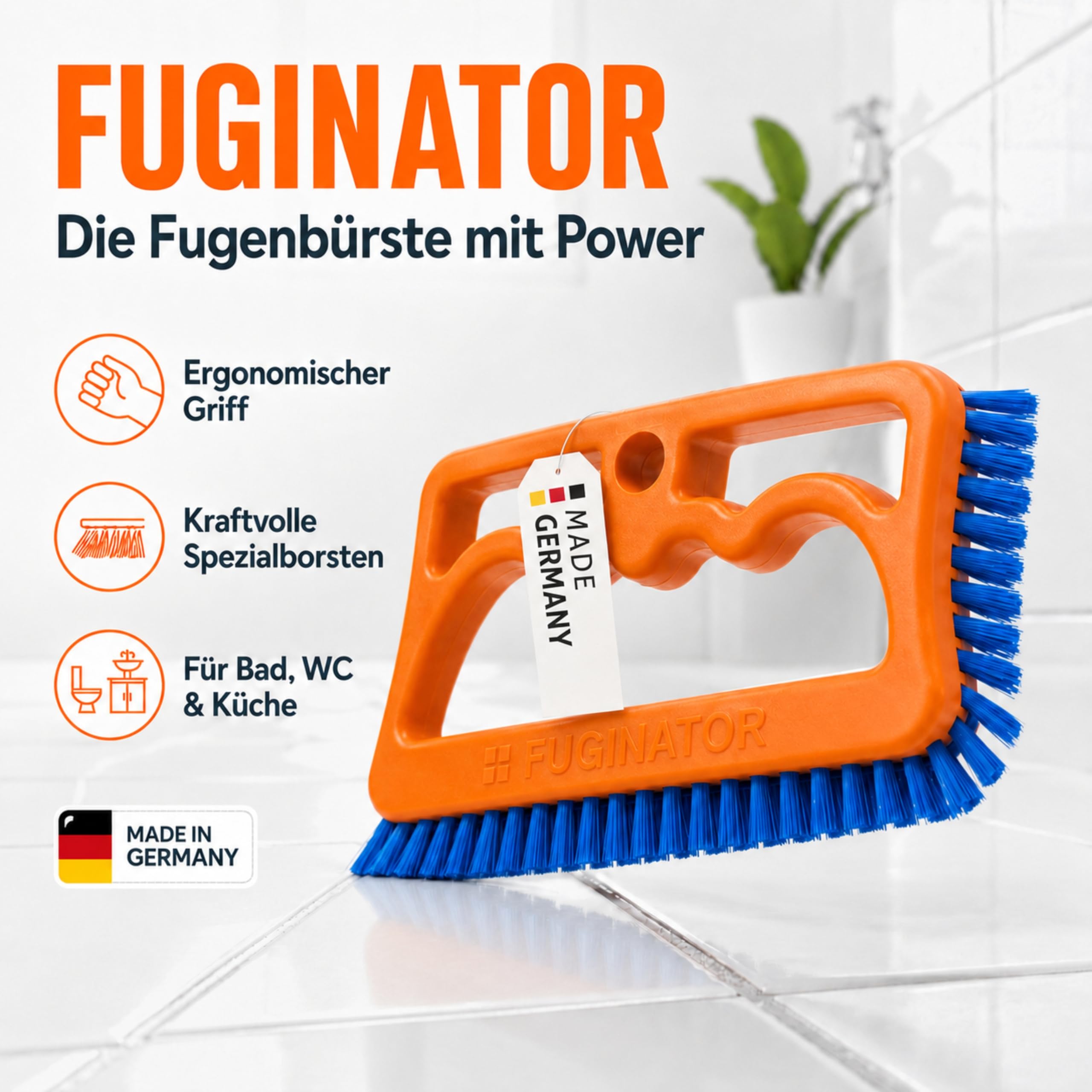 Fuginator Fugenbürste Bad Küche Blau patentiert