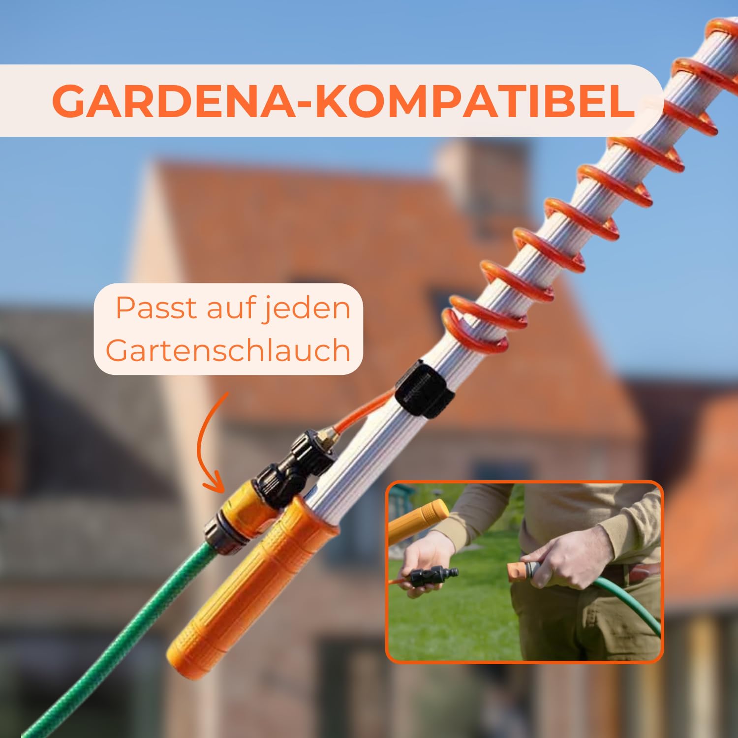 Aquascopic Silver Teleskopstange 3,5 m Fensterwischer Wasser
