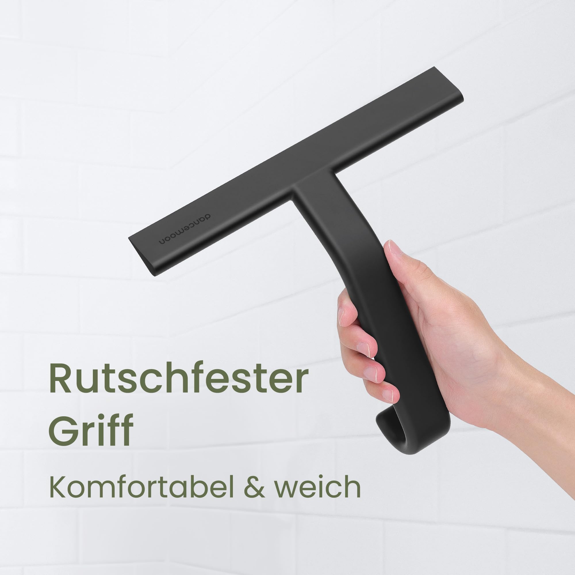 dancemoon JustHang Duschabzieher 25 cm Schwarz Silikon