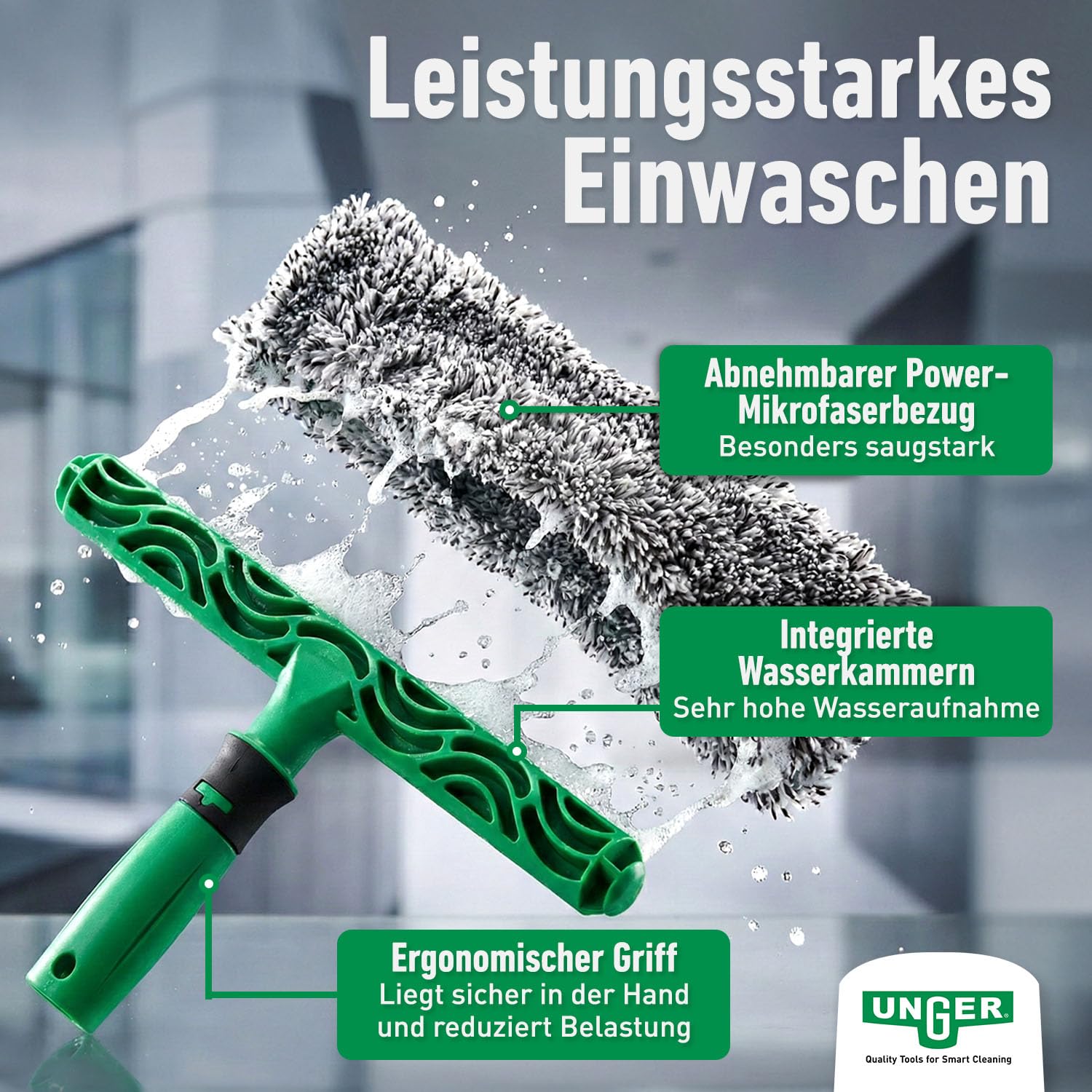 UNGER Black Series ErgoTec Complete Kit AK015 Fensterputzer Set 6in1