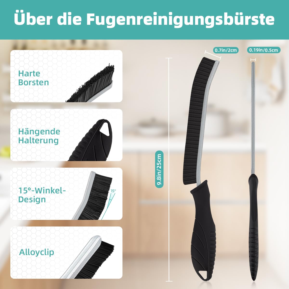TQRR Eckenreinigungsbürste Hellblau 4 Stück hart
