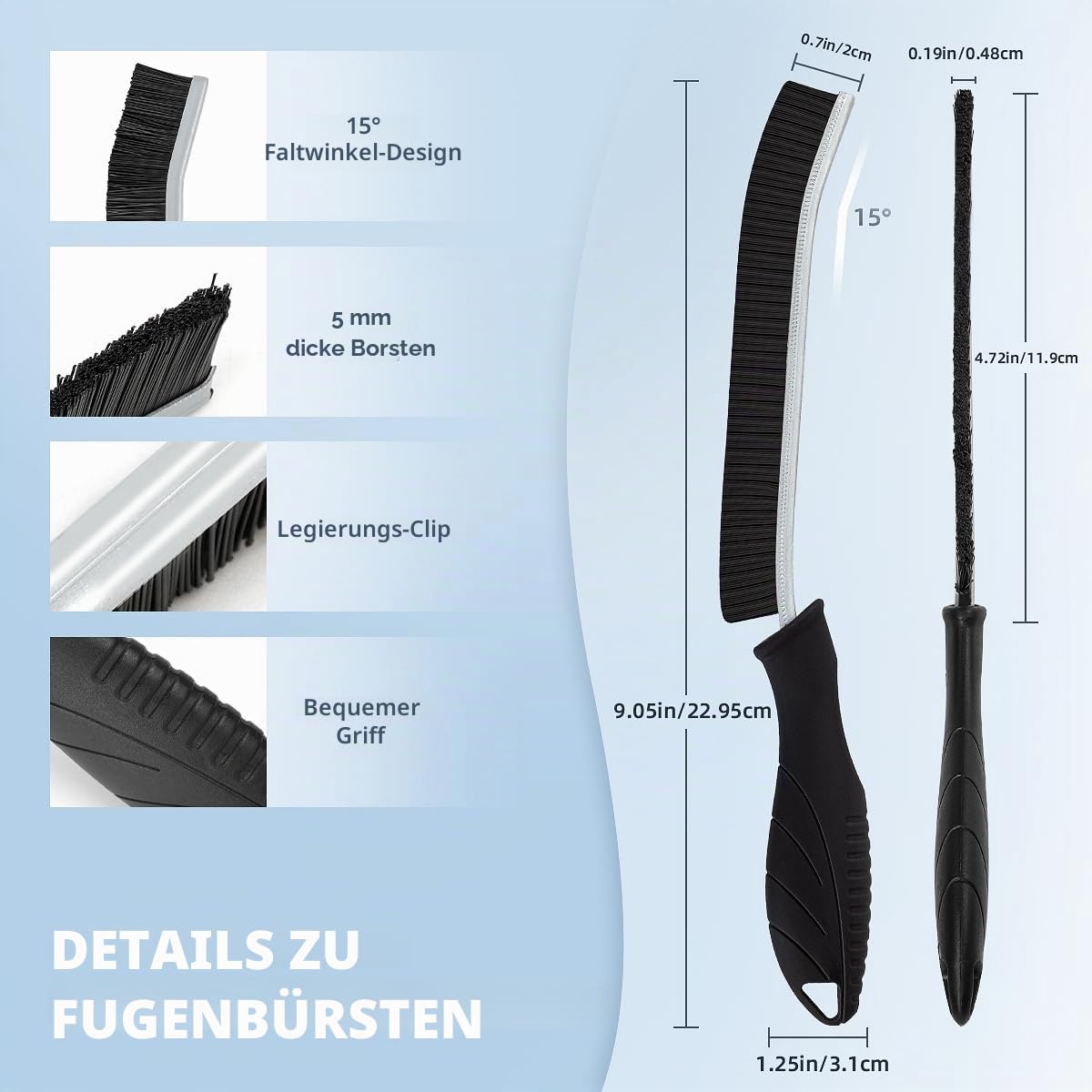 TQRR Fugenbürste Hartborsten Eckenbürste 6 Stück