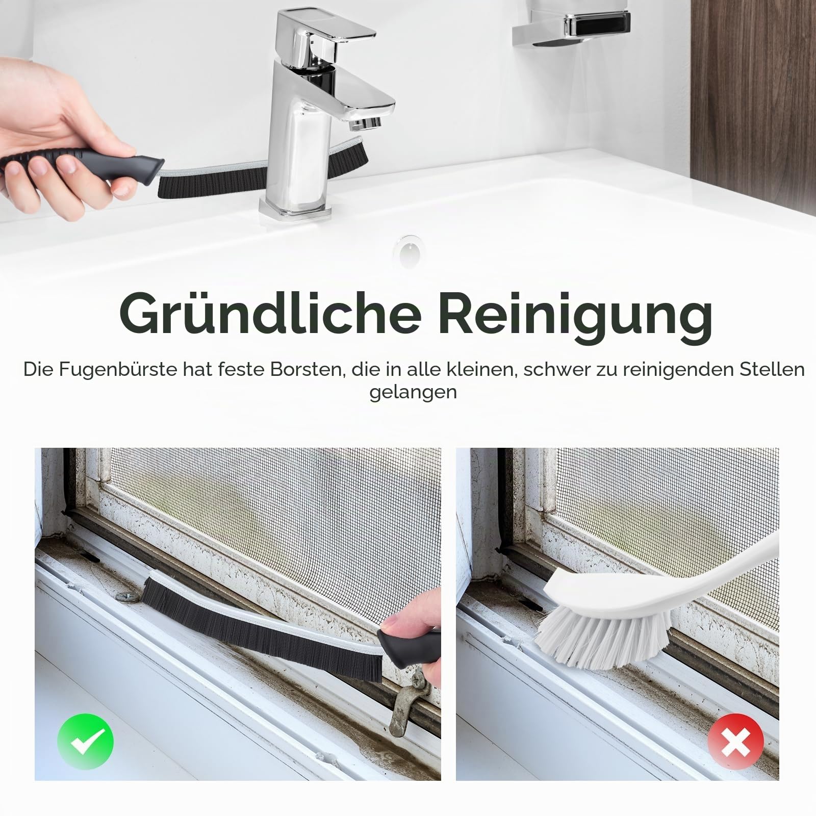 TQRR Eckenreinigungsbürste Orange hart schmal