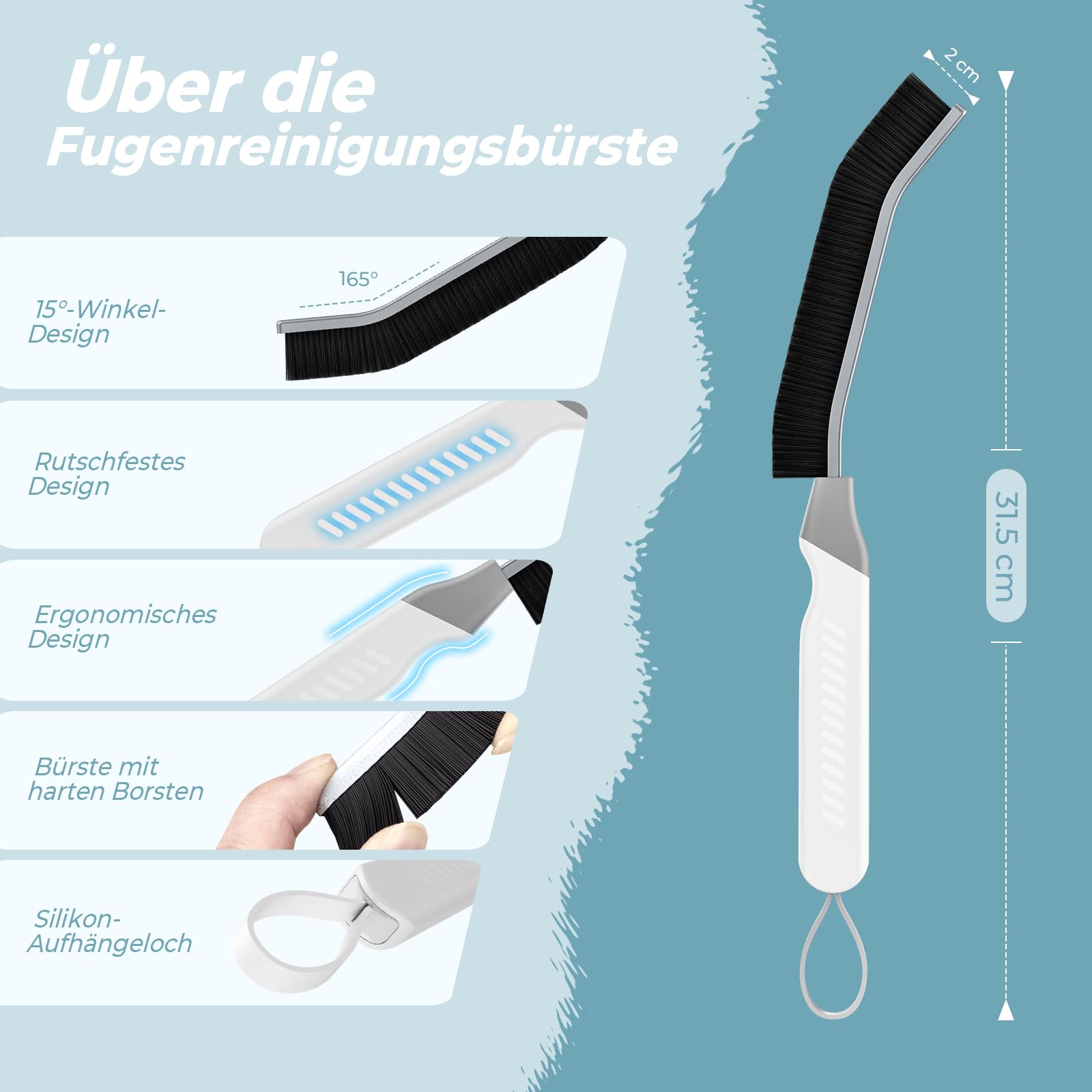 TQRR Spaltreinigungsbürste Fugenbürste 4 Stück Schwarz hart