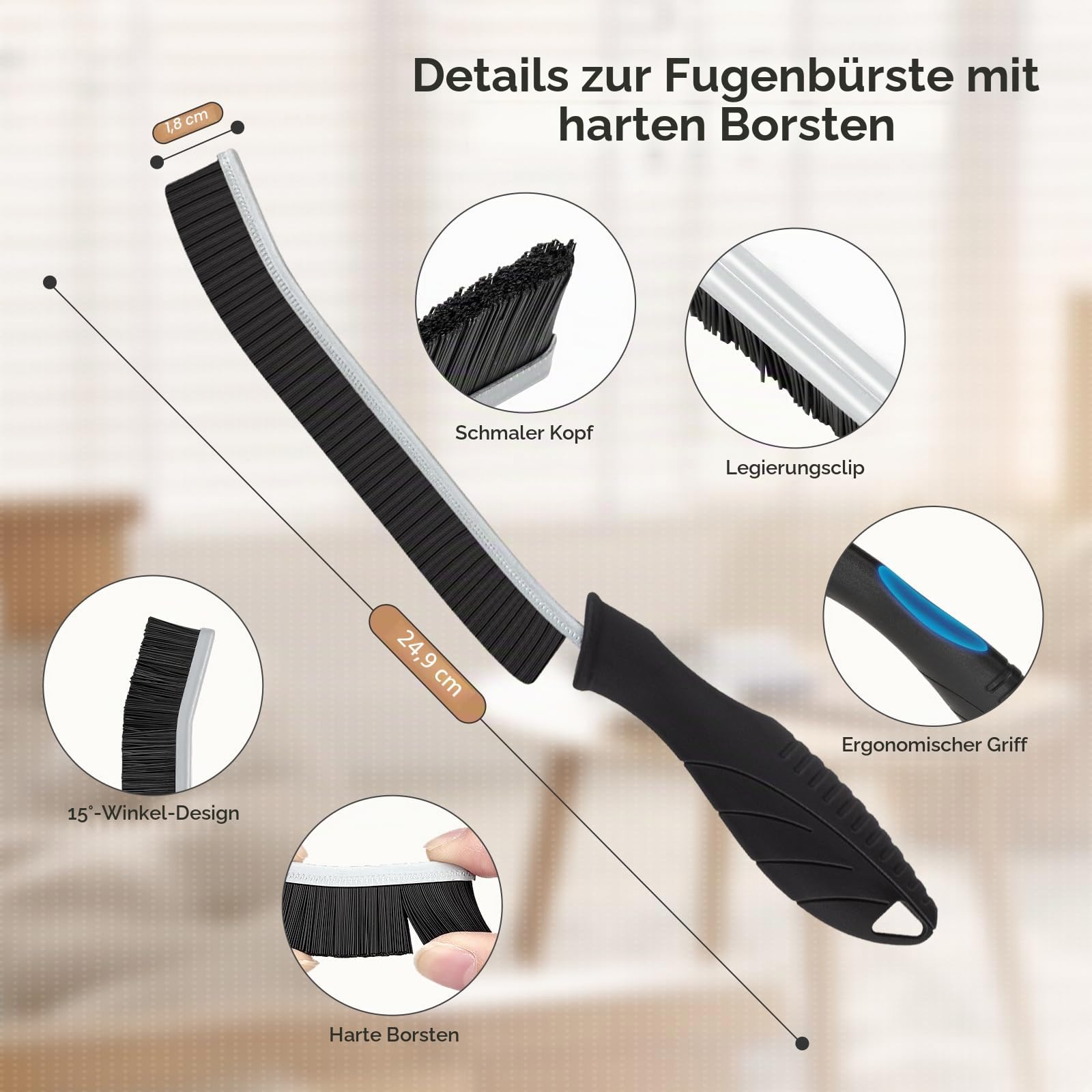 TQRR Eckenreinigungsbürste Orange hart schmal
