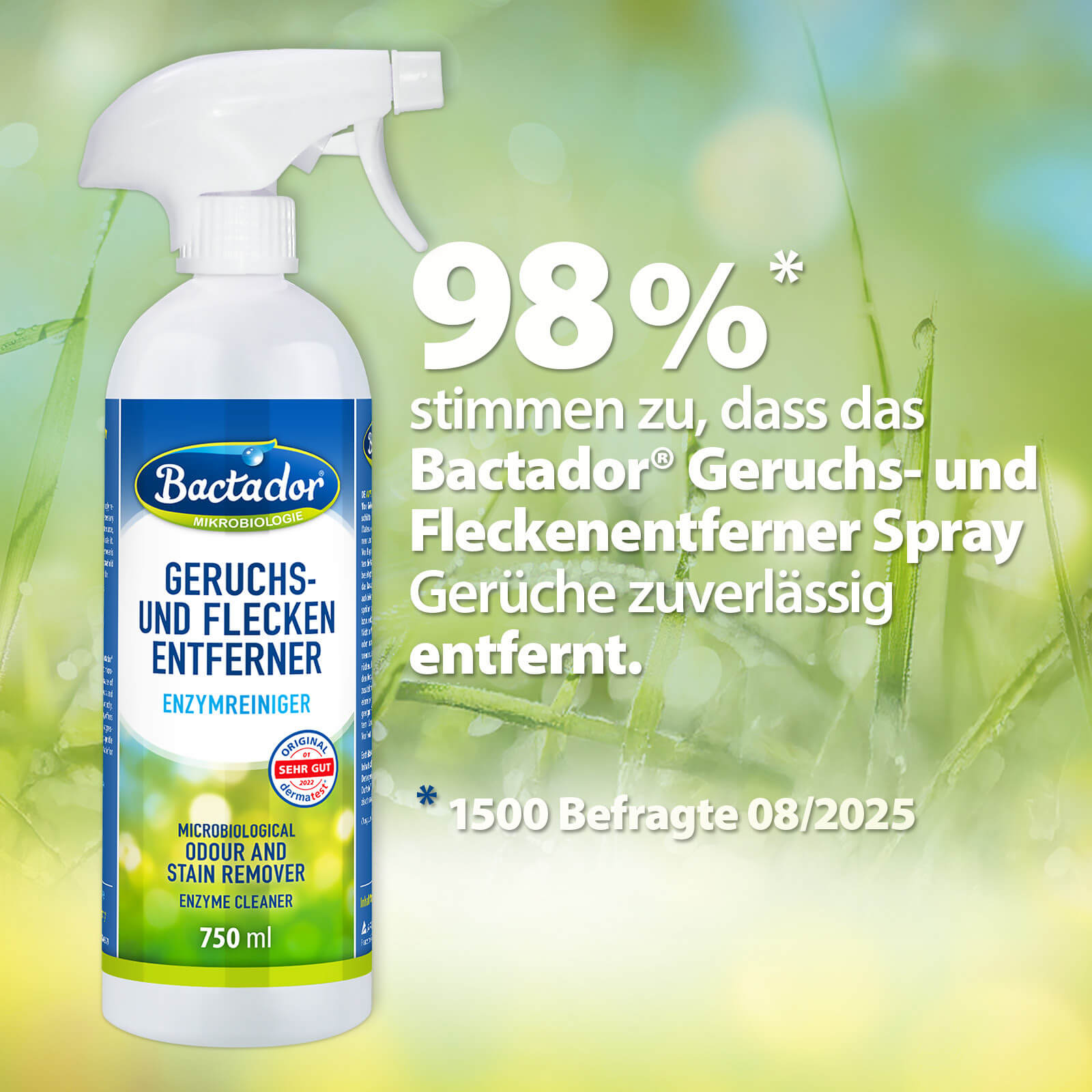 Bactador Geruchs- Fleckenentferner Spray 750 ml Enzymreiniger