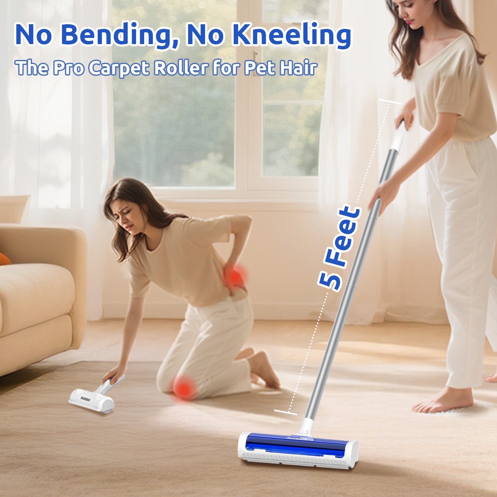 ACE2ACE A3 Pro Teppichrolle Blau Tierhaare 152 cm