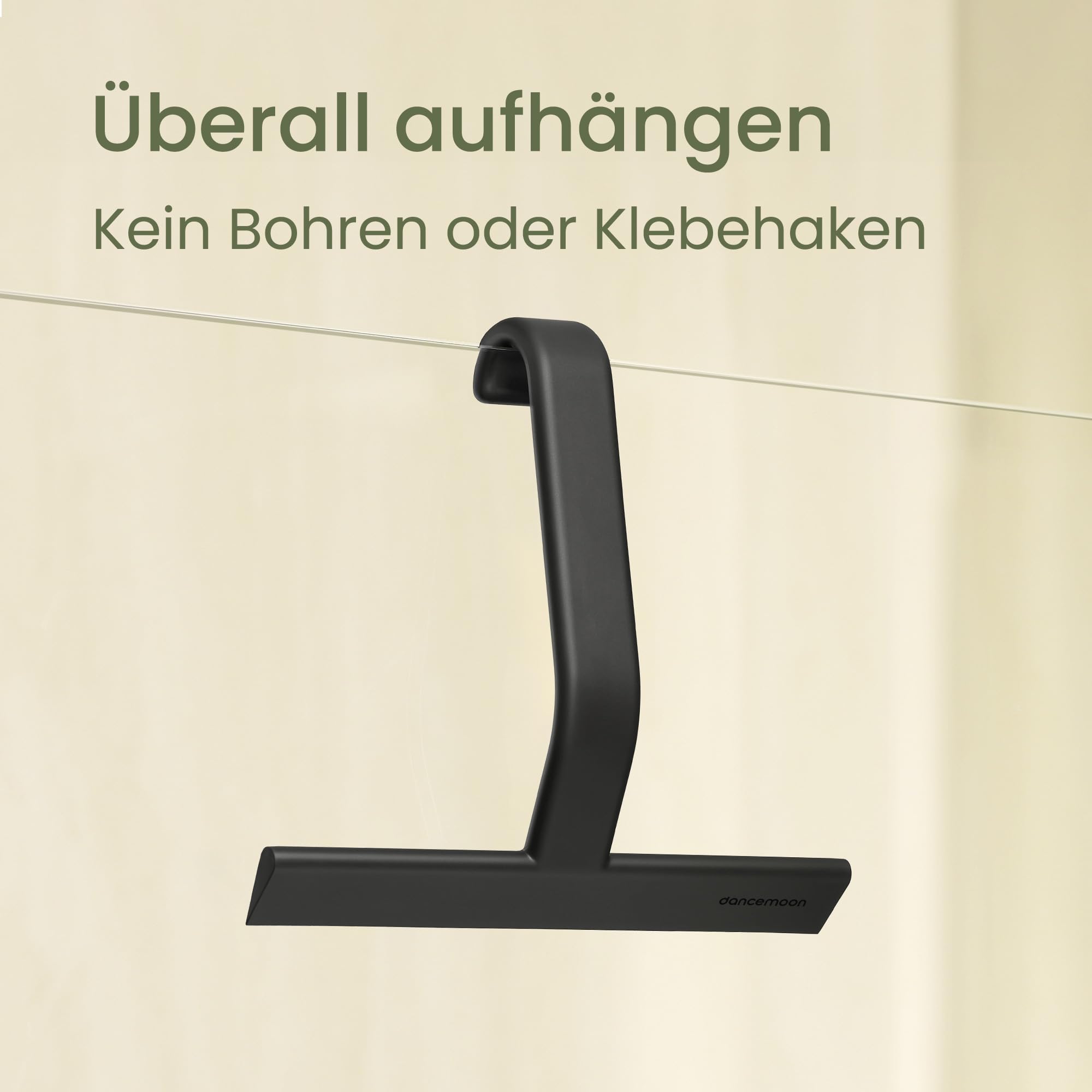 dancemoon JustHang Duschabzieher 25 cm Schwarz Silikon