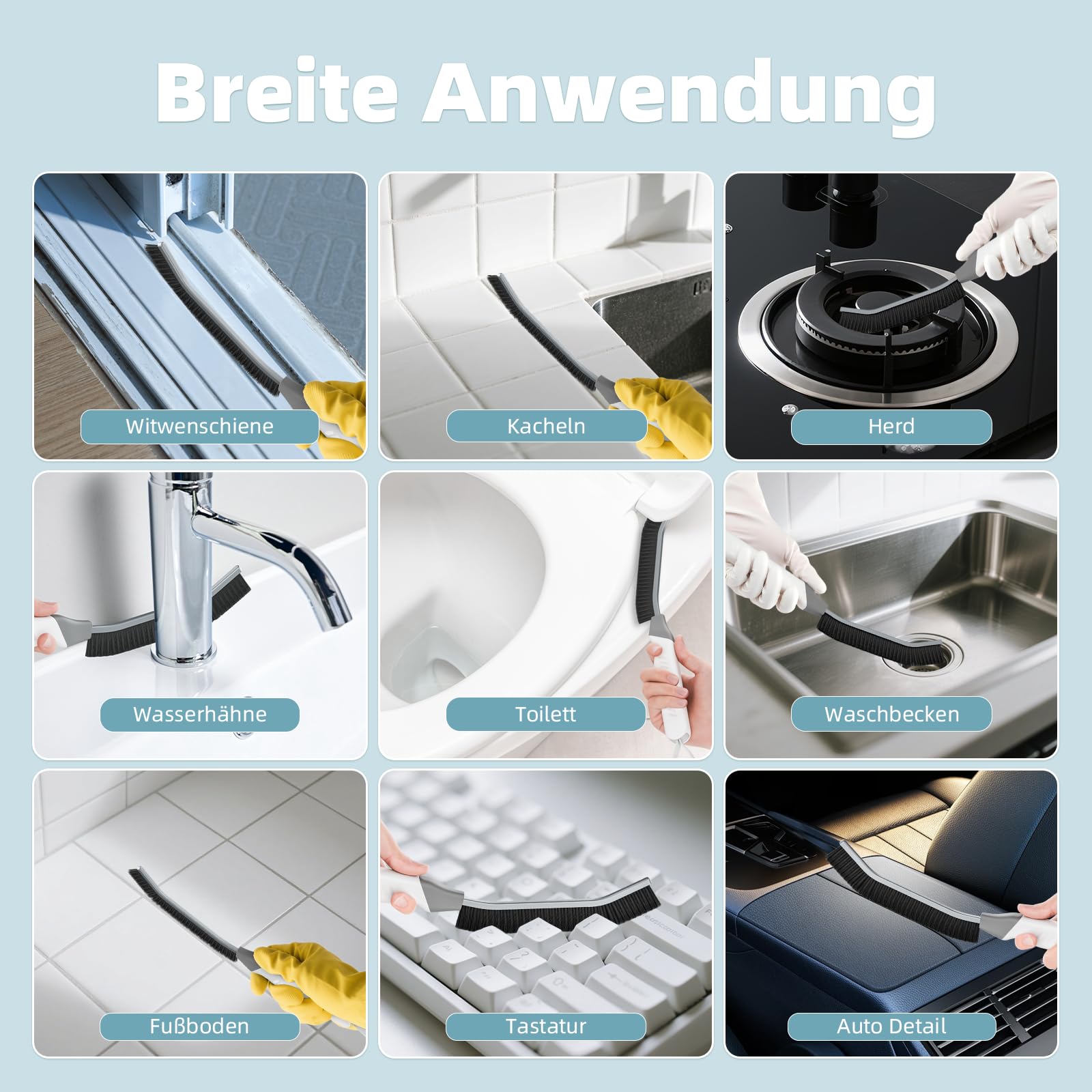 TQRR Spaltreinigungsbürste Fugenbürste 4 Stück Schwarz hart