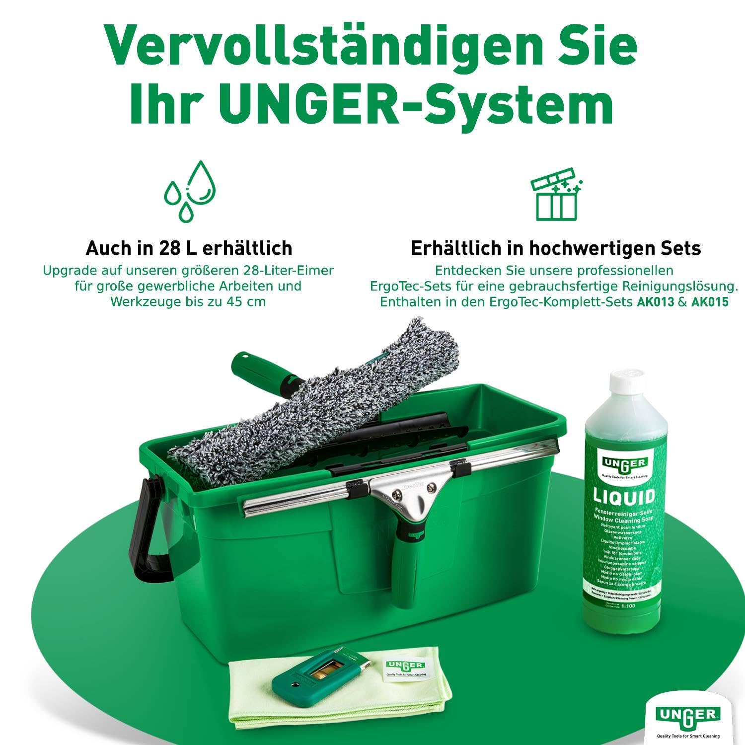 Unger Black Series QB12B Eimer 12 Liter mit Literskala