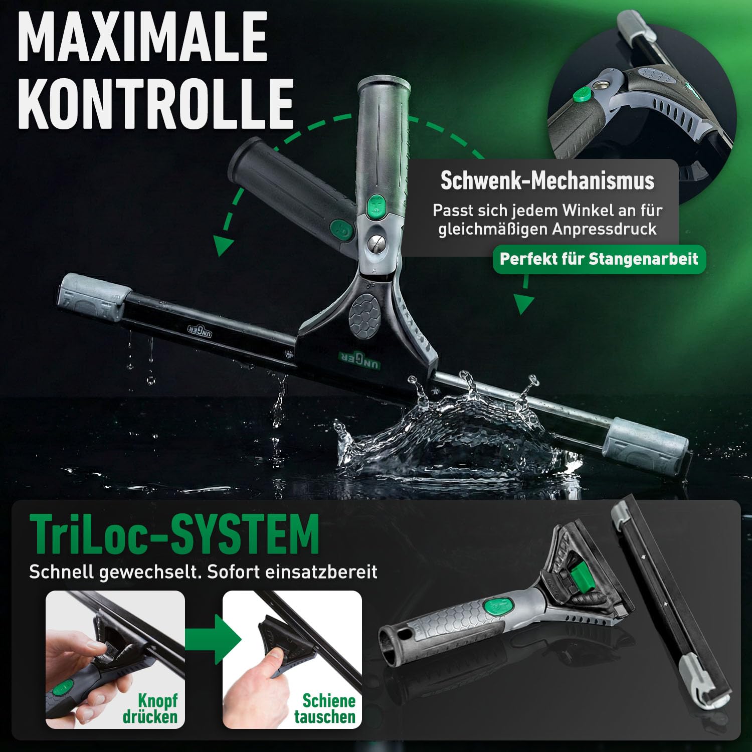 UNGER Ninja Fensterreiniger Set 6-teilig 35 cm Profi