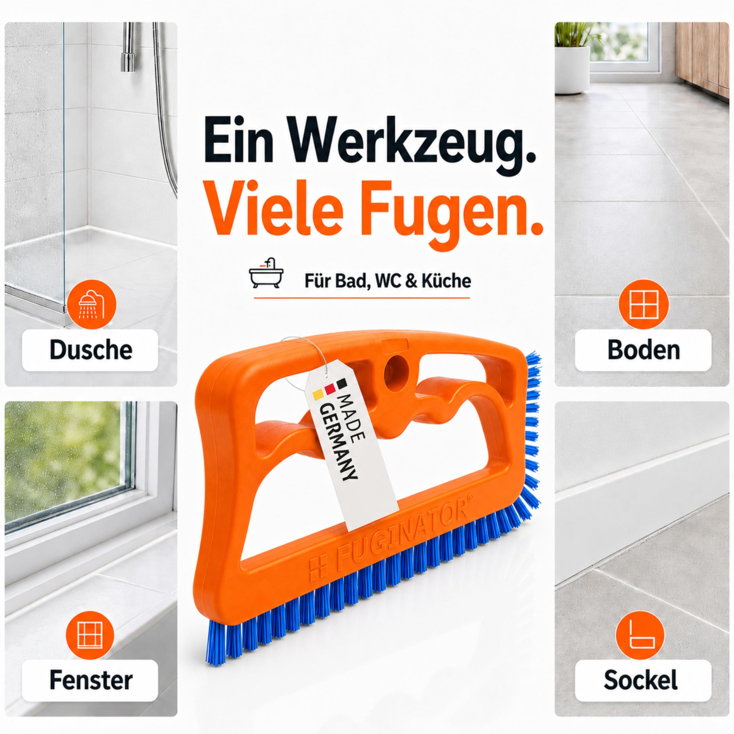 Fuginator Fugenbürste Bad Küche Blau patentiert