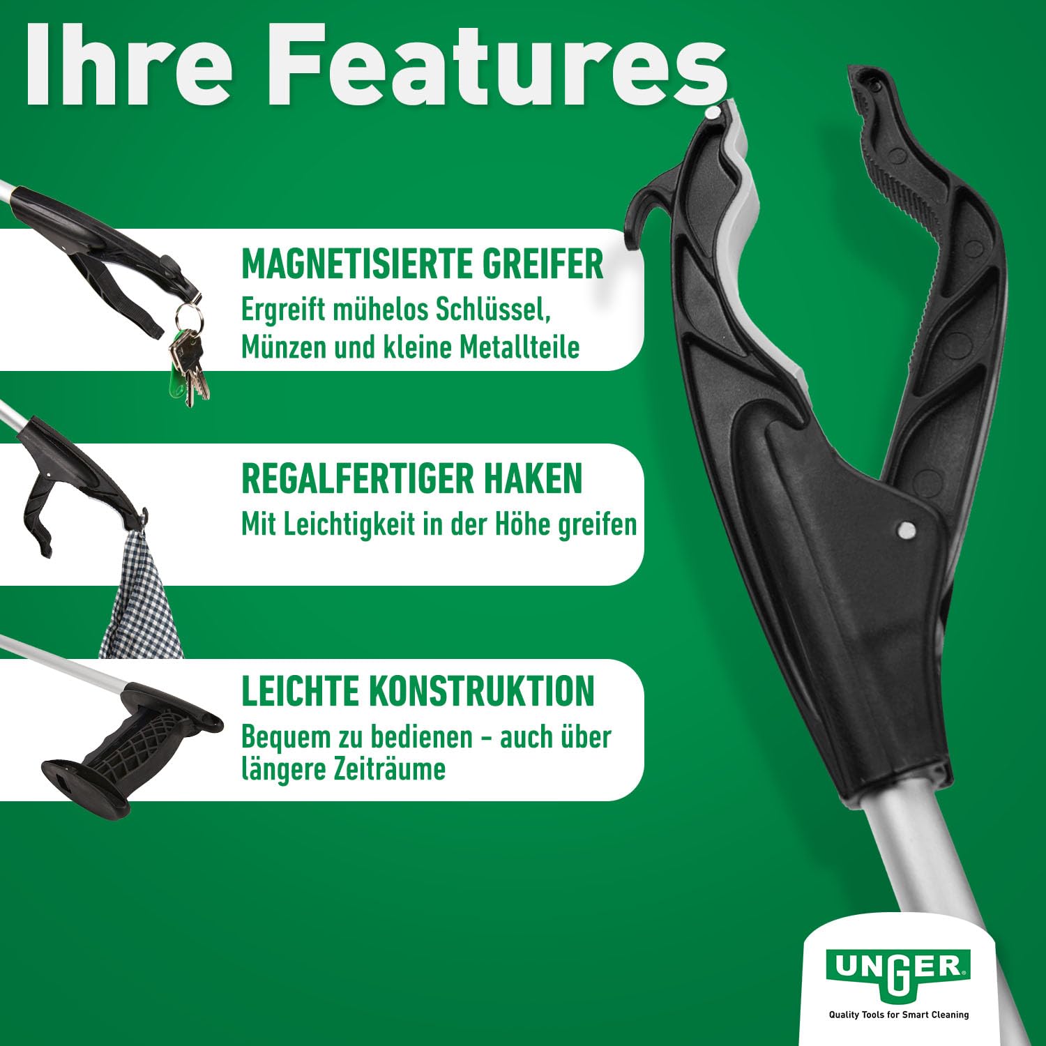 Unger Allzweckgreifer 80 cm Greifzange Magnet Haken Senioren
