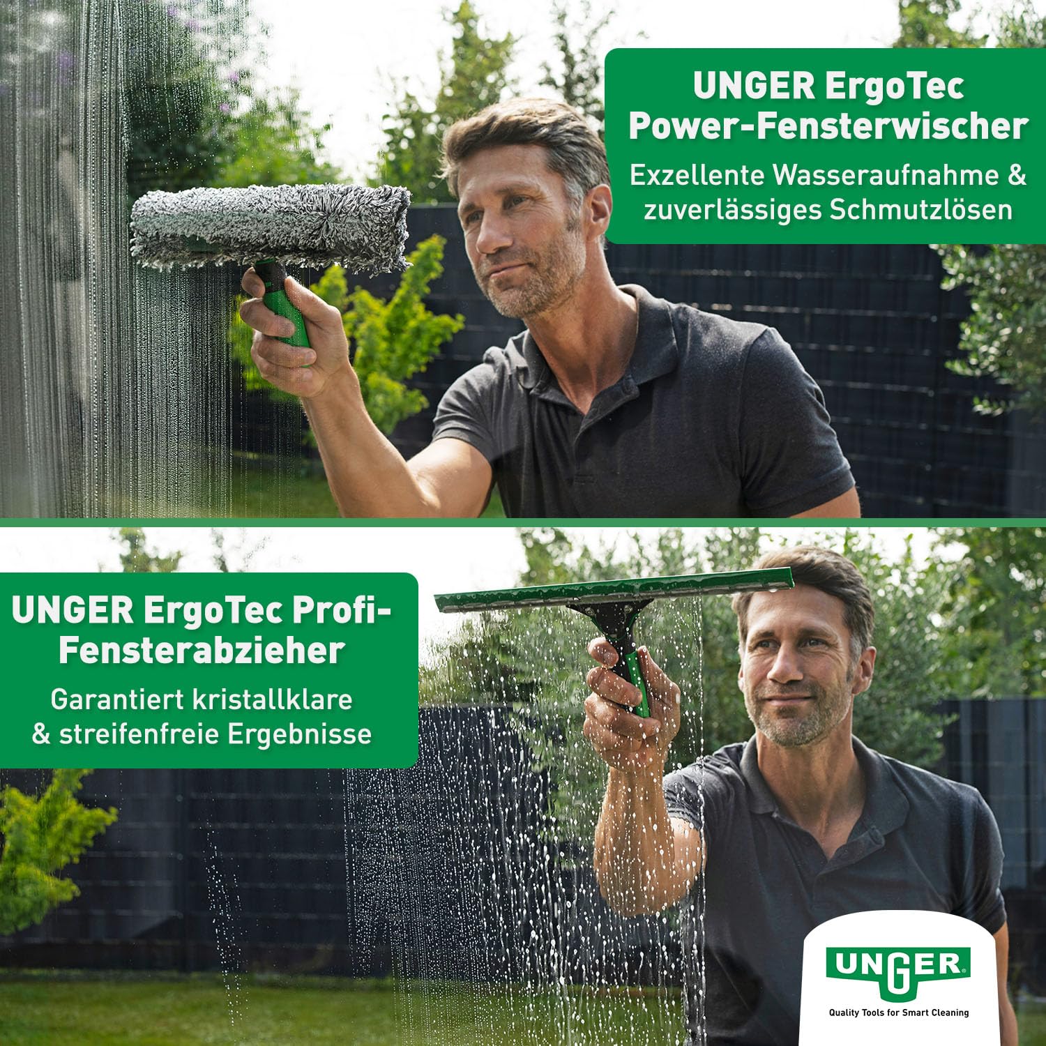 UNGER Black Series ErgoTec Complete Kit AK015 Fensterputzer Set 6in1
