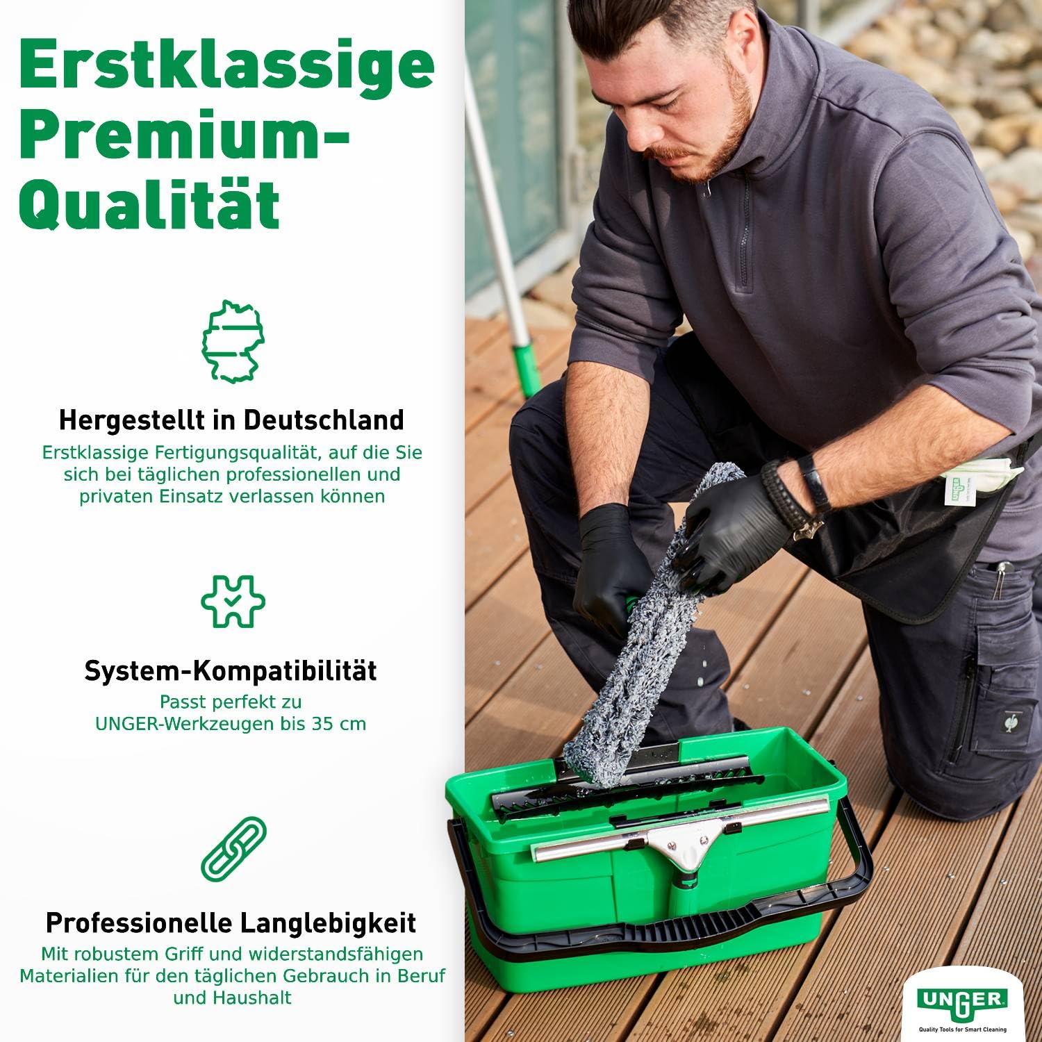 Unger Black Series QB12B Eimer 12 Liter mit Literskala