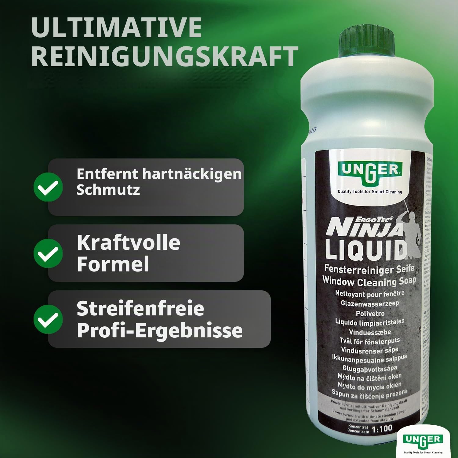 Unger Ninja Liquid Glasreiniger Konzentrat 1 L 1:100
