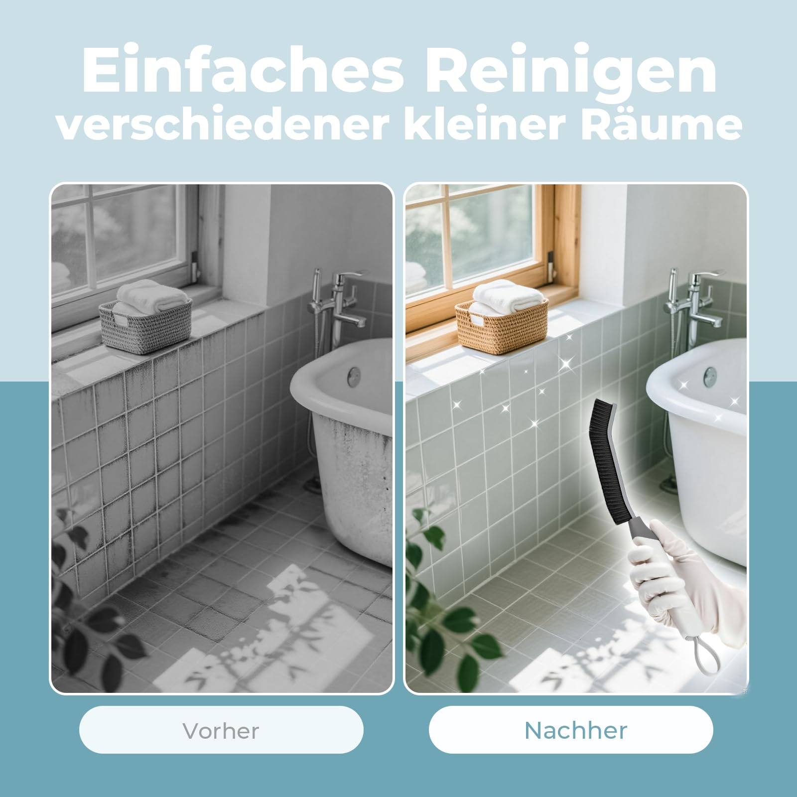 TQRR Spaltreinigungsbürste Fugenbürste 4 Stück Schwarz hart