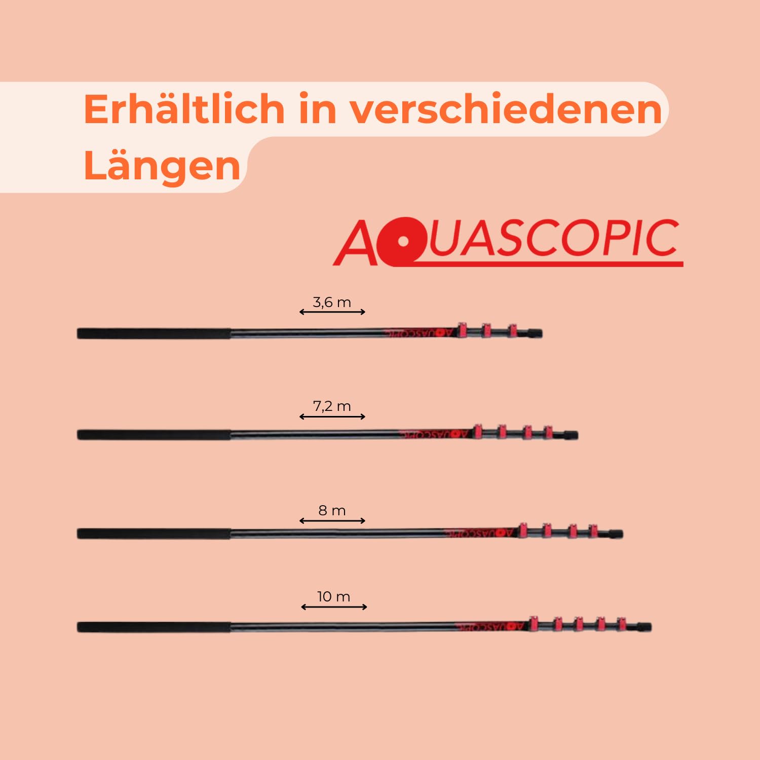 Aquascopic Silver Teleskopstange 5,4 m Scheuerbürste Wasserschlauch