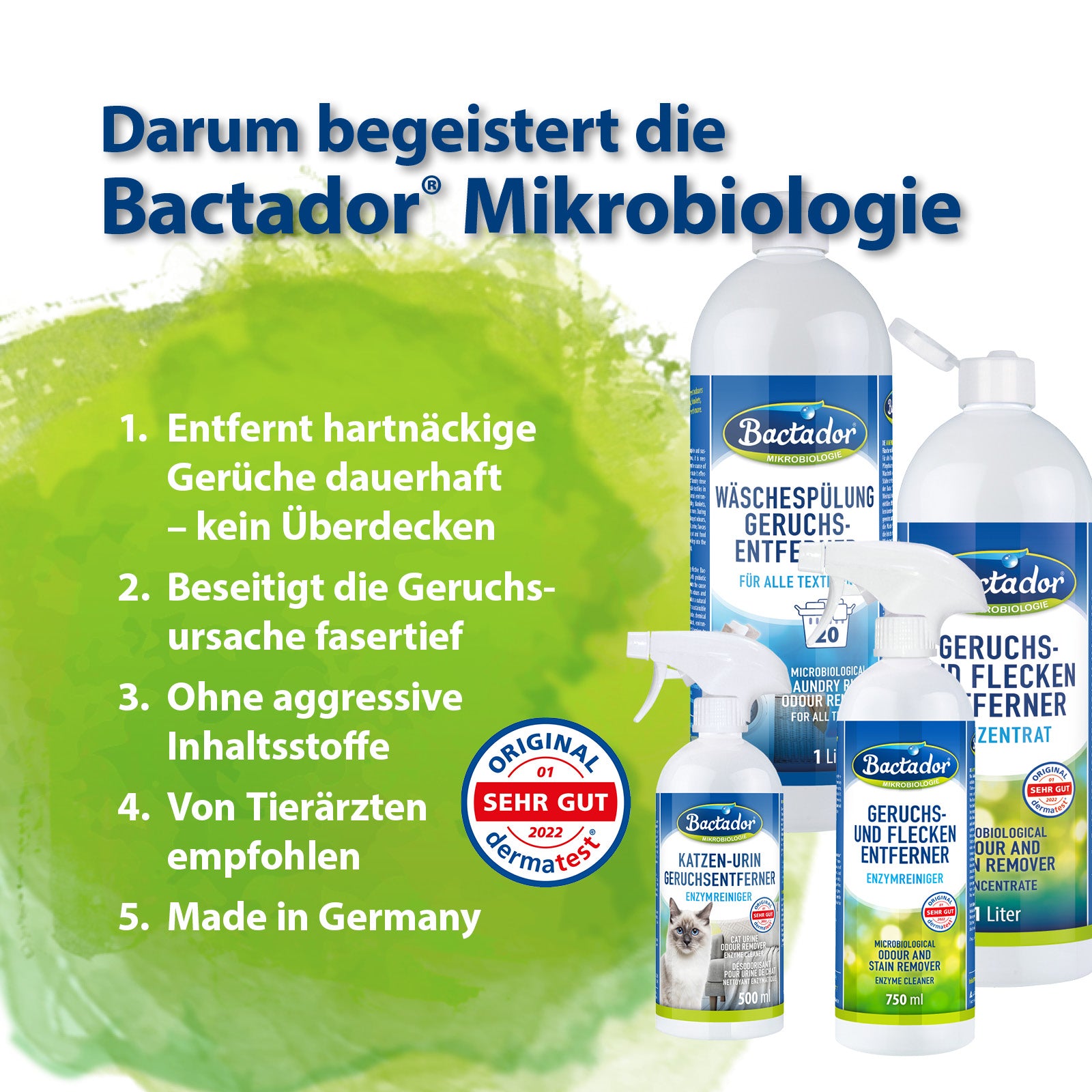 Bactador Geruchs- und Fleckenentferner Enzymreiniger 3er Pack