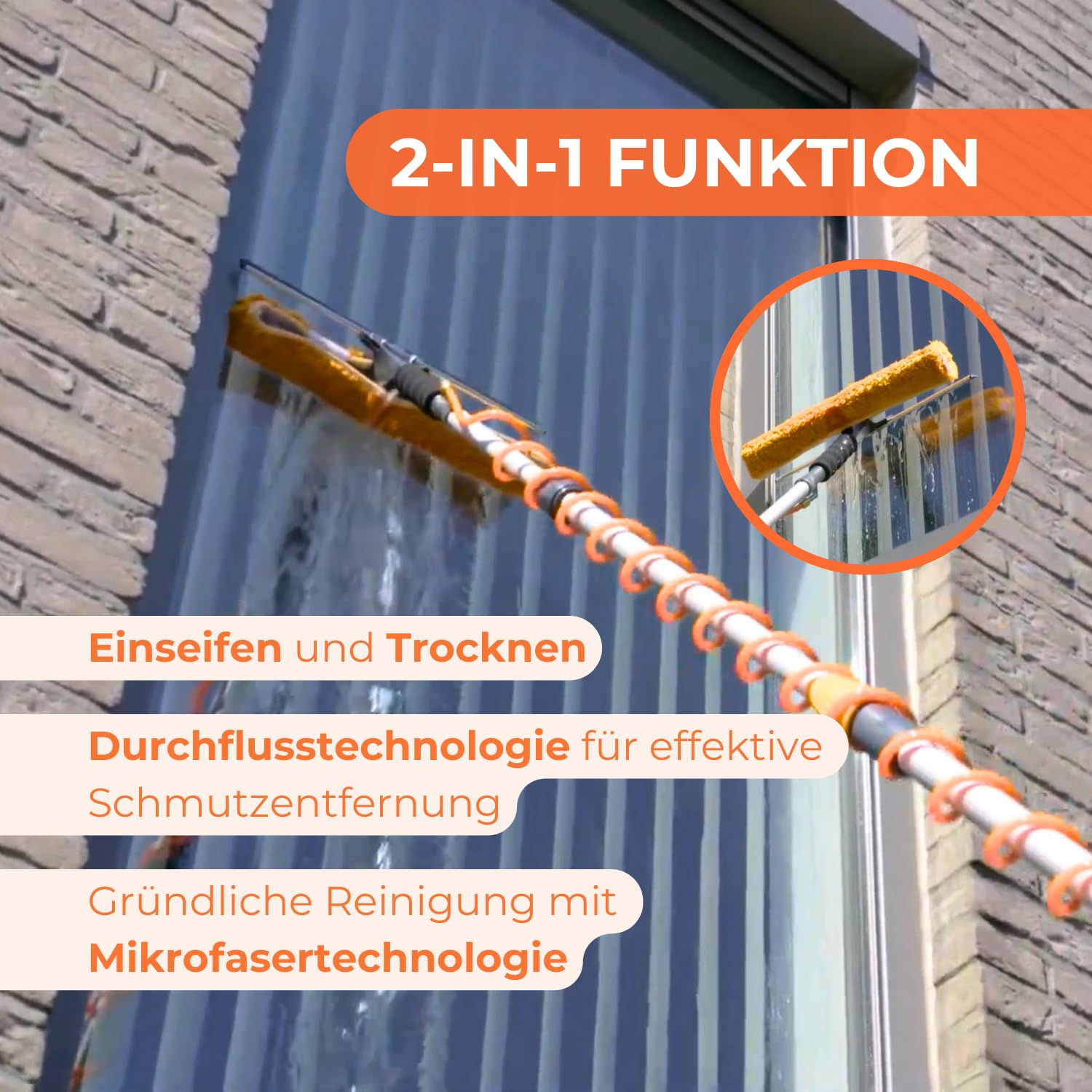 Aquascopic Silver Teleskopstange 3,5 m Fensterwischer Wasser