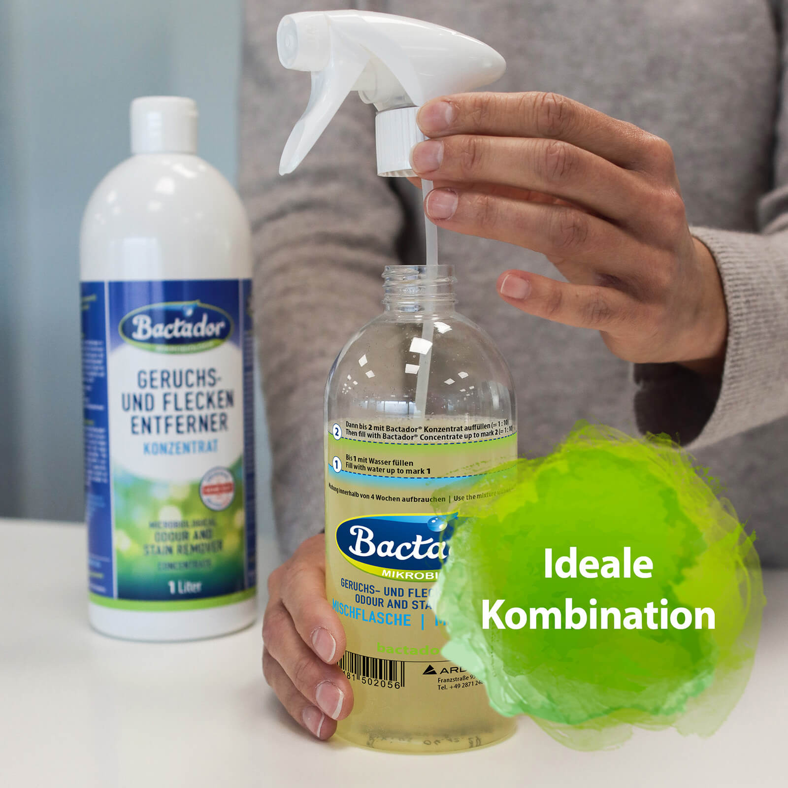 Bactador Geruchs- und Fleckenentferner Konzentrat 1L Set