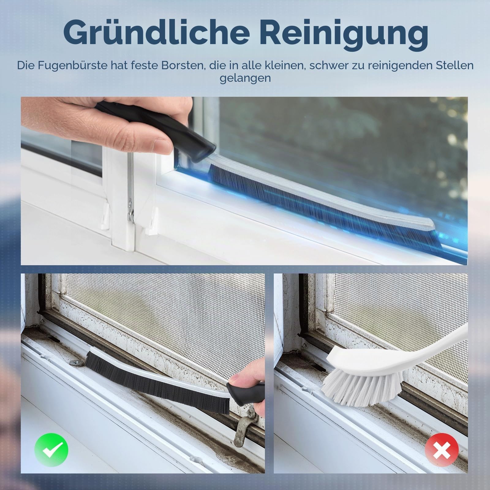 TQRR Eckenreinigungsbürste schwarz Hartborsten Fugen