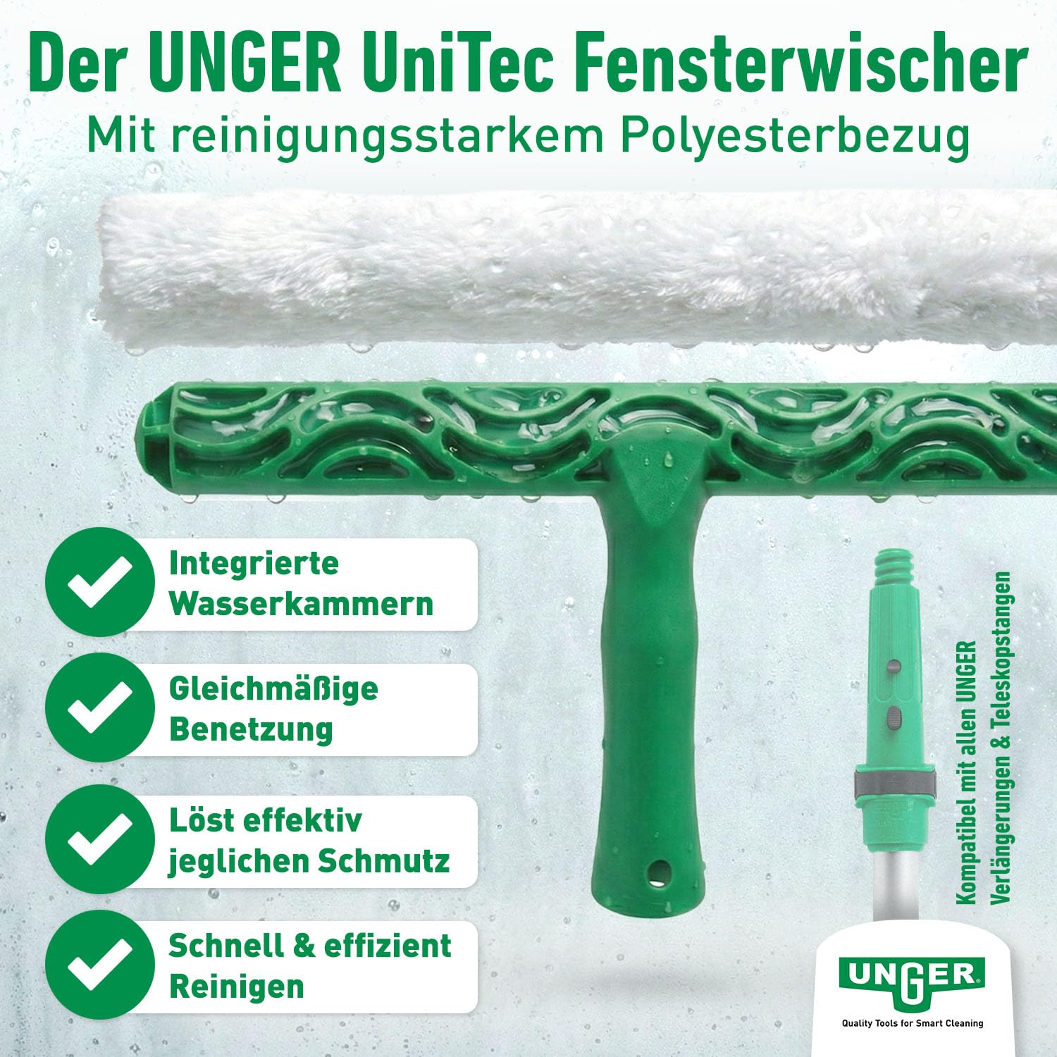 UNGER Black Series PRO 4in1 Fensterreiniger Set 4-teilig