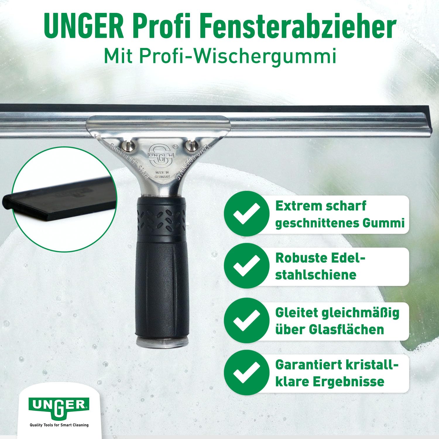 UNGER Black Series PRO 4in1 Fensterreiniger Set 4-teilig