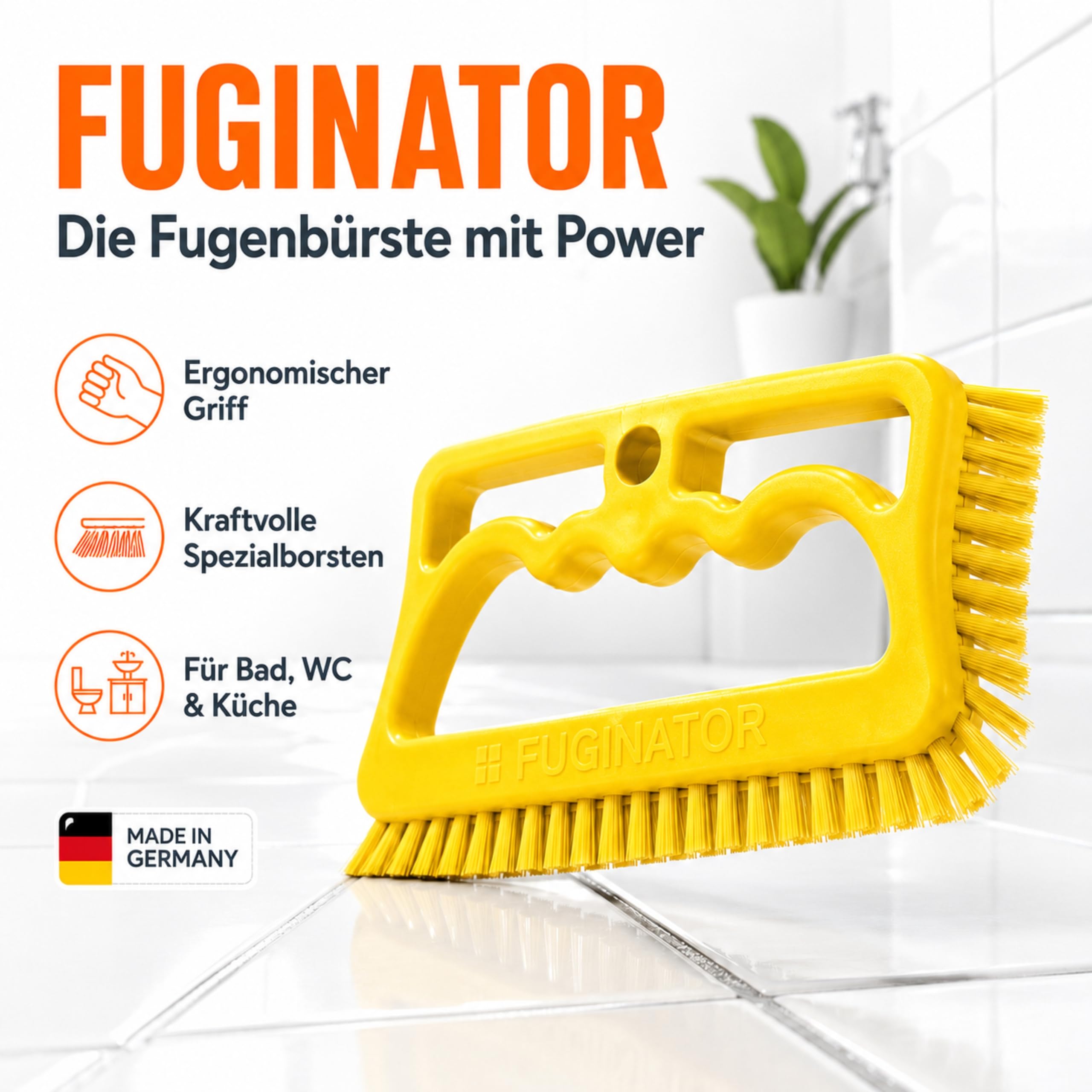 Fuginator Fugenbürste Neongelb für Schimmel Tiefenreinigung