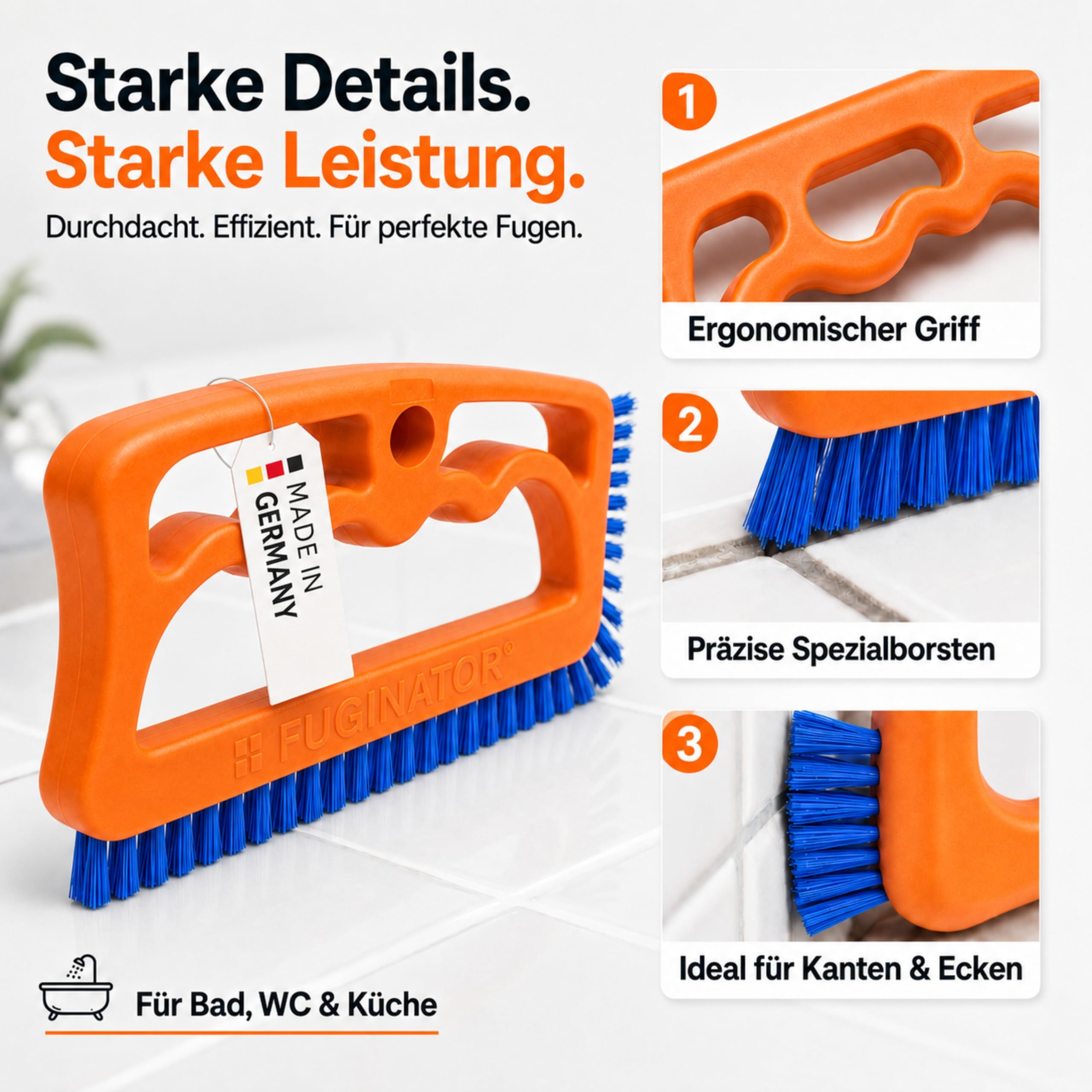 Fuginator Fugenbürste Bad Küche Blau patentiert