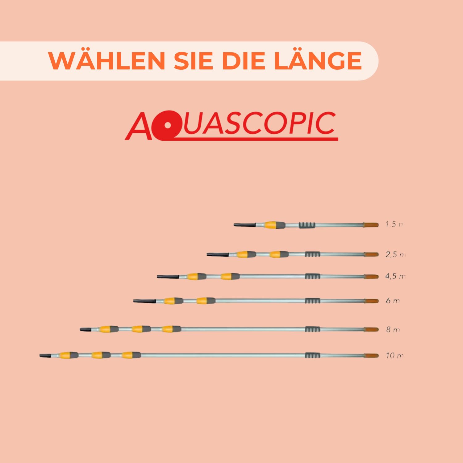 Aquascopic Silver Teleskopstange 3,5 m Fensterwischer Wasser