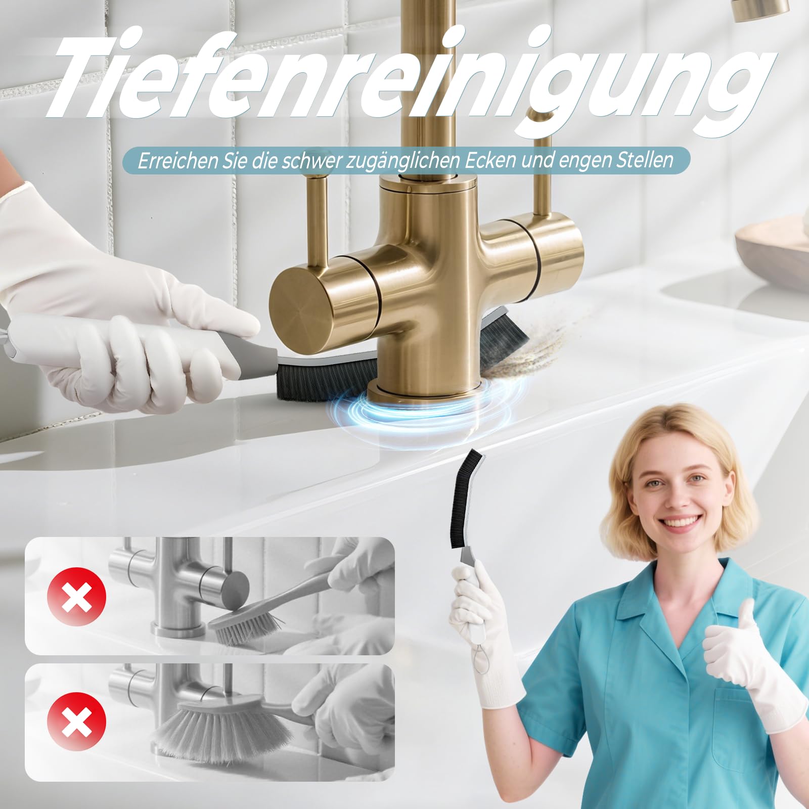TQRR Spaltreinigungsbürste Fugenbürste 4 Stück Schwarz hart